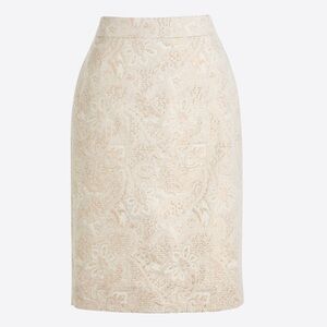BNWT J.Crew Factory Ivory Rose Jacquard Metallic Pencil Skirt. Sz 16
